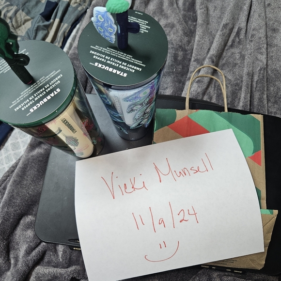 PAIR of Starbucks Holiday Peacock Collection Cold Cups will sell separately. OBO - Picture 1 of 7
